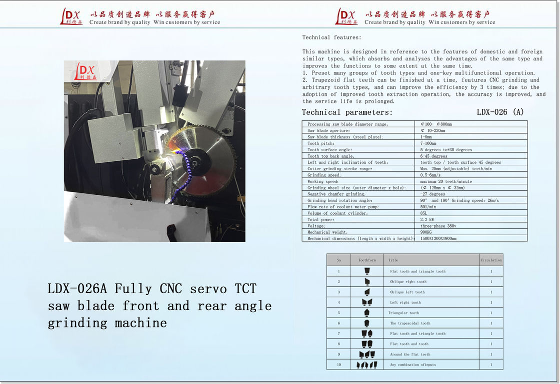 Ull CNC Servo Feed TCT Saw Blade Grinding Machine con denti a scala LDX-026A